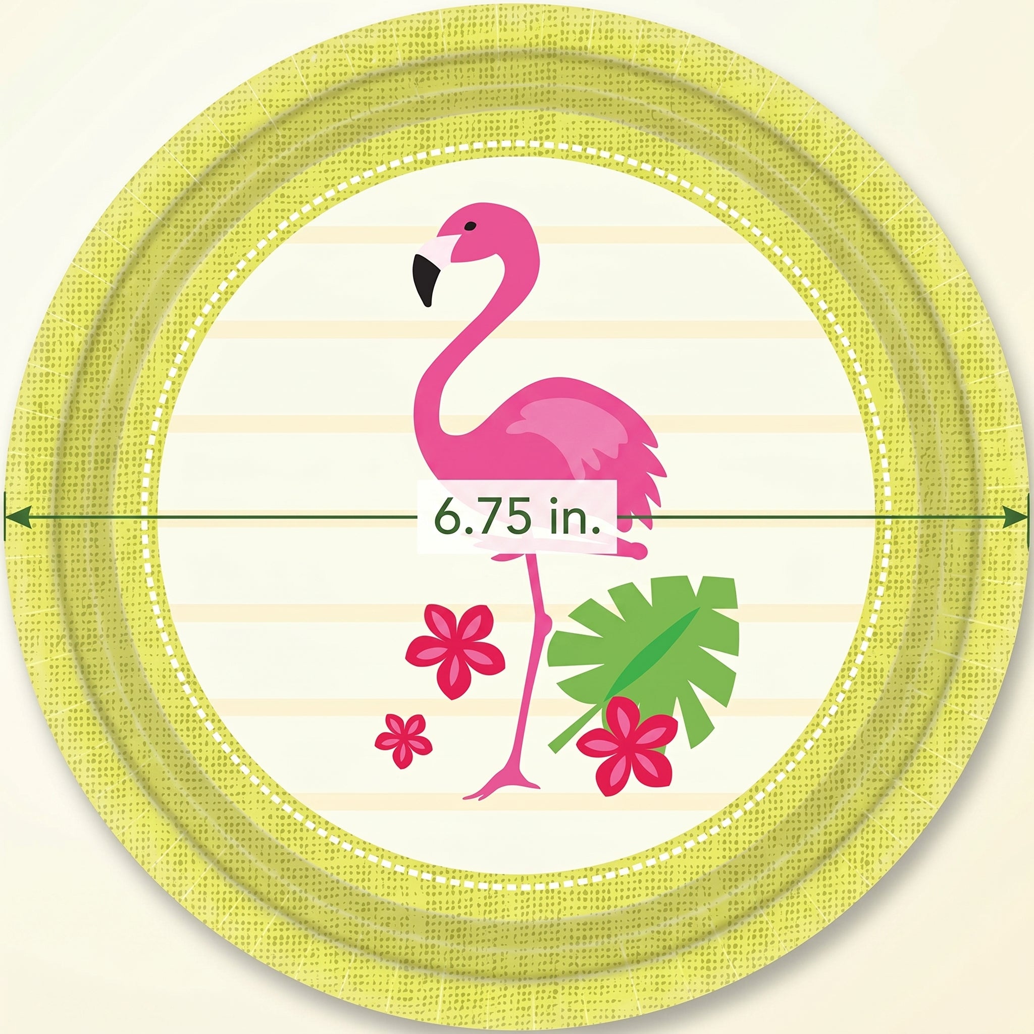 Tropical Flamingo Paper Plates 6.75 Inch Round - Disposable Luau Party Supplies for Summer Birthday, Pool Party, BBQ and Bridal Shower