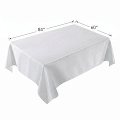 Elegant White and Silver Fabric Table Cover - 60" x 84"
