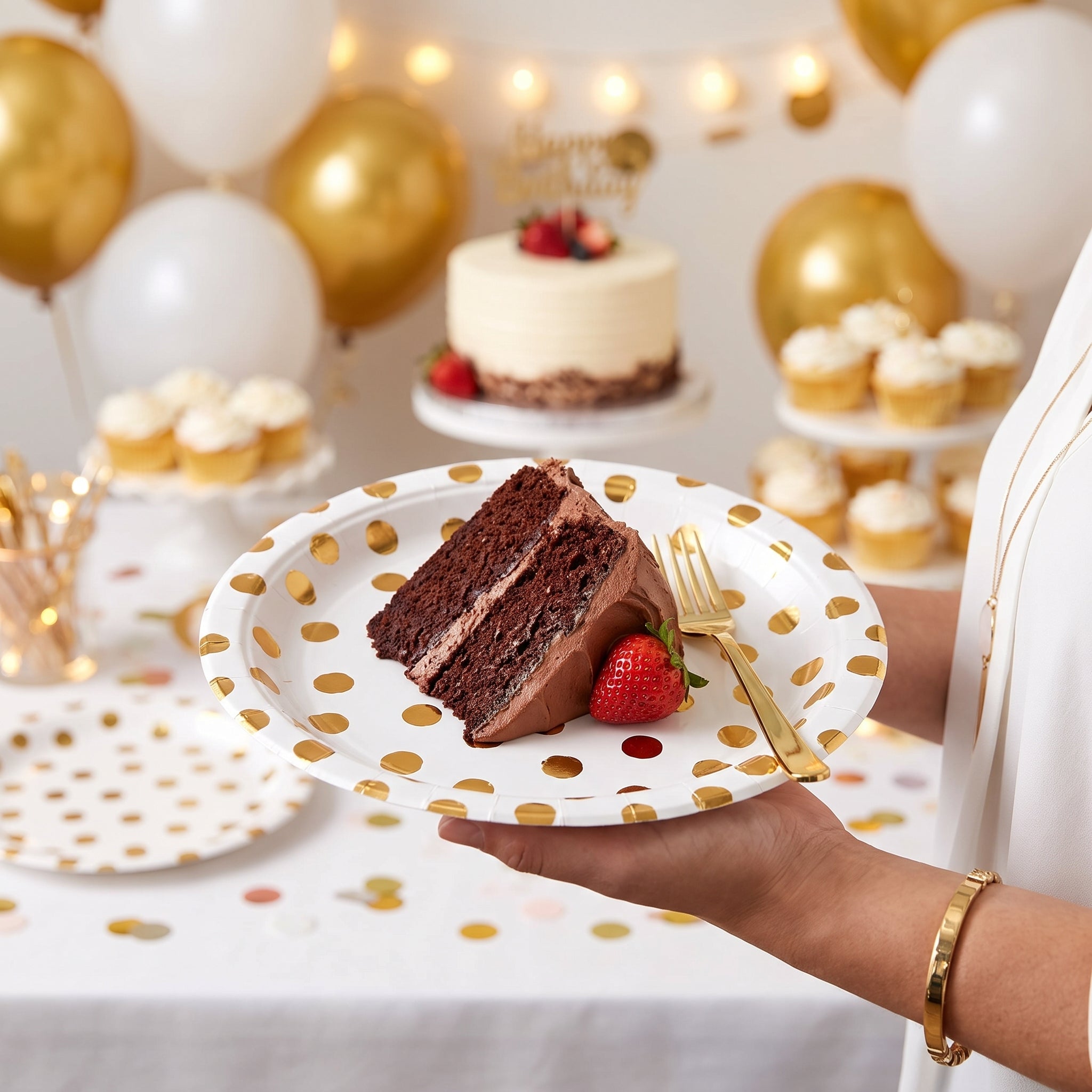 Metallic Gold Motif Paper Plates - 6.75" Round