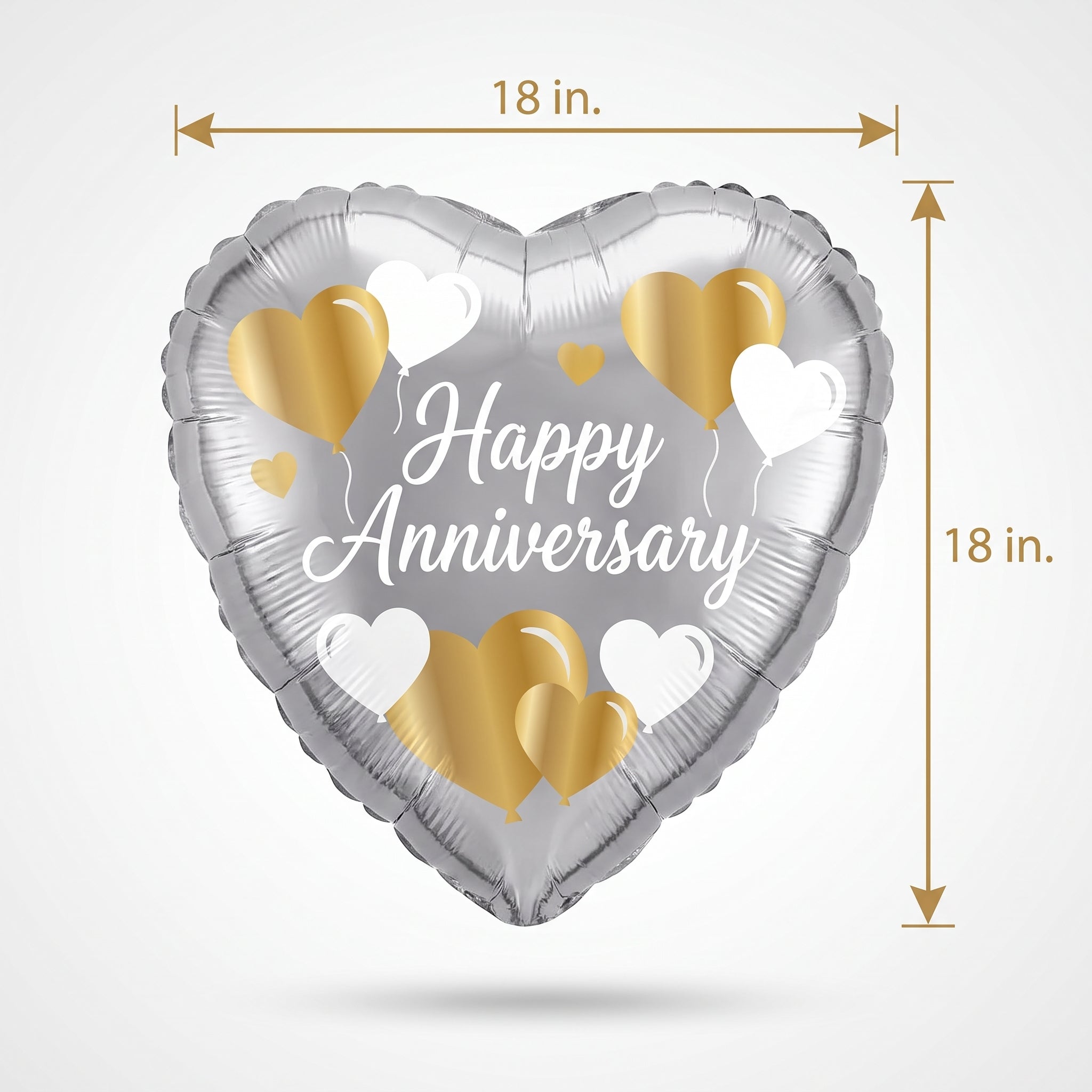 Heart-Shaped Happy Anniversary Mylar Balloon - 18 Inch