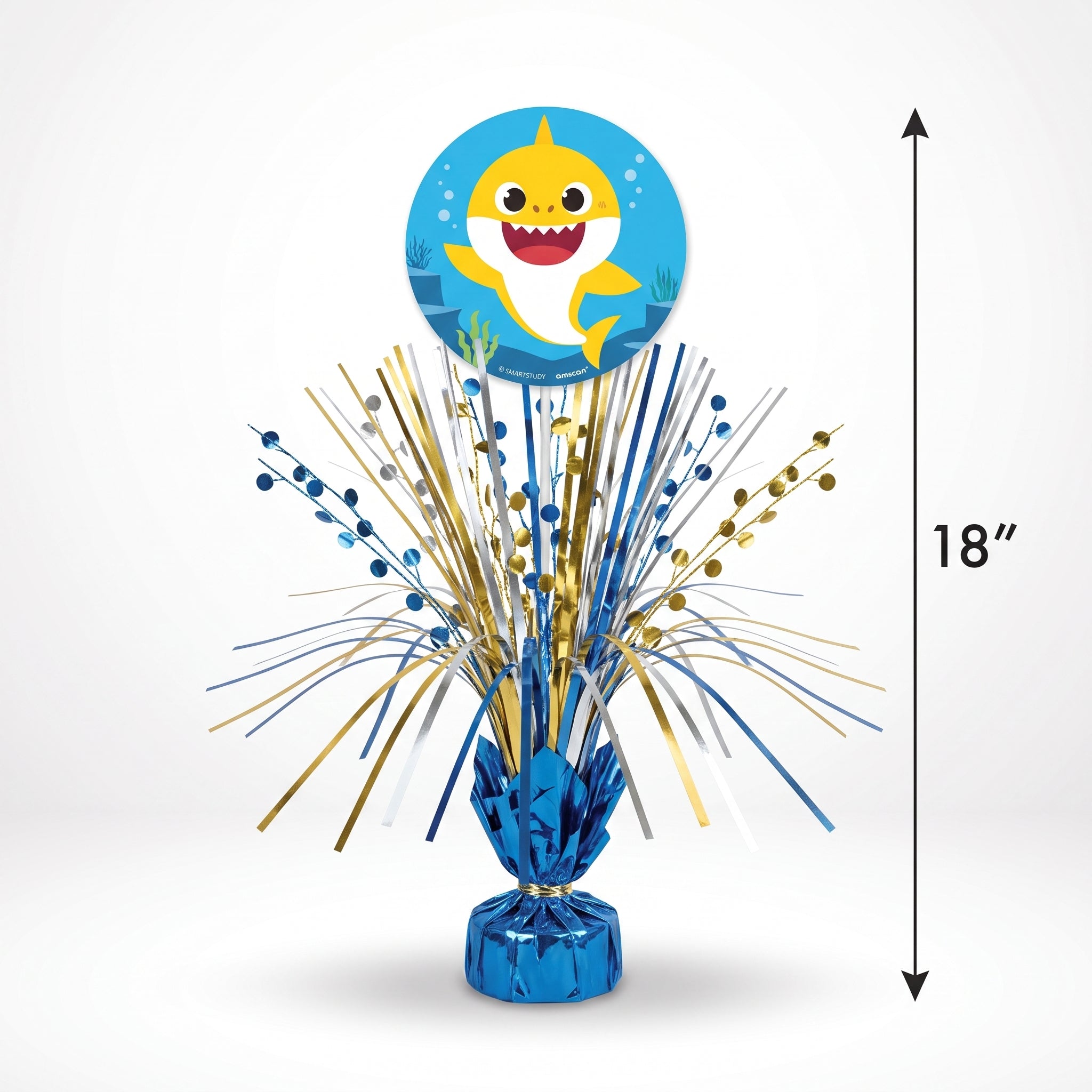 Baby Shark Metallic Tinsel Spray Centerpiece for Kids' Birthday Parties