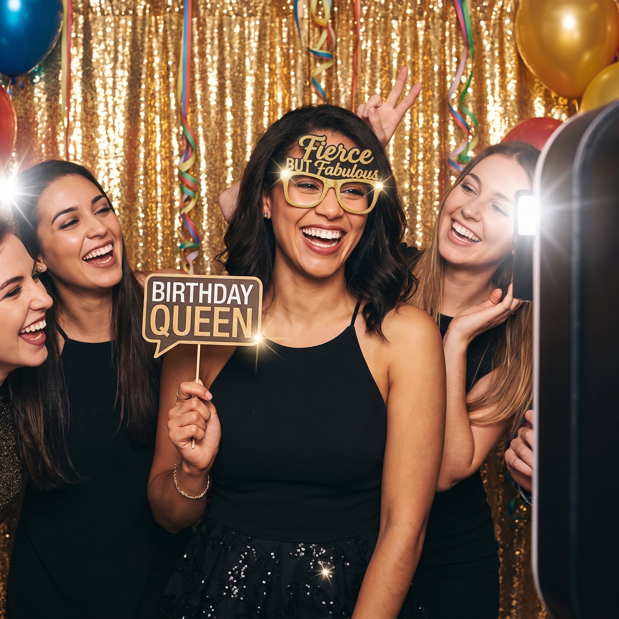 Golden "Fierce but Fabulous" Glitter Glasses for Birthdays