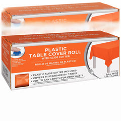 Orange Plastic Table Cover Roll with Slide Cutter - 54 in x 126 ft