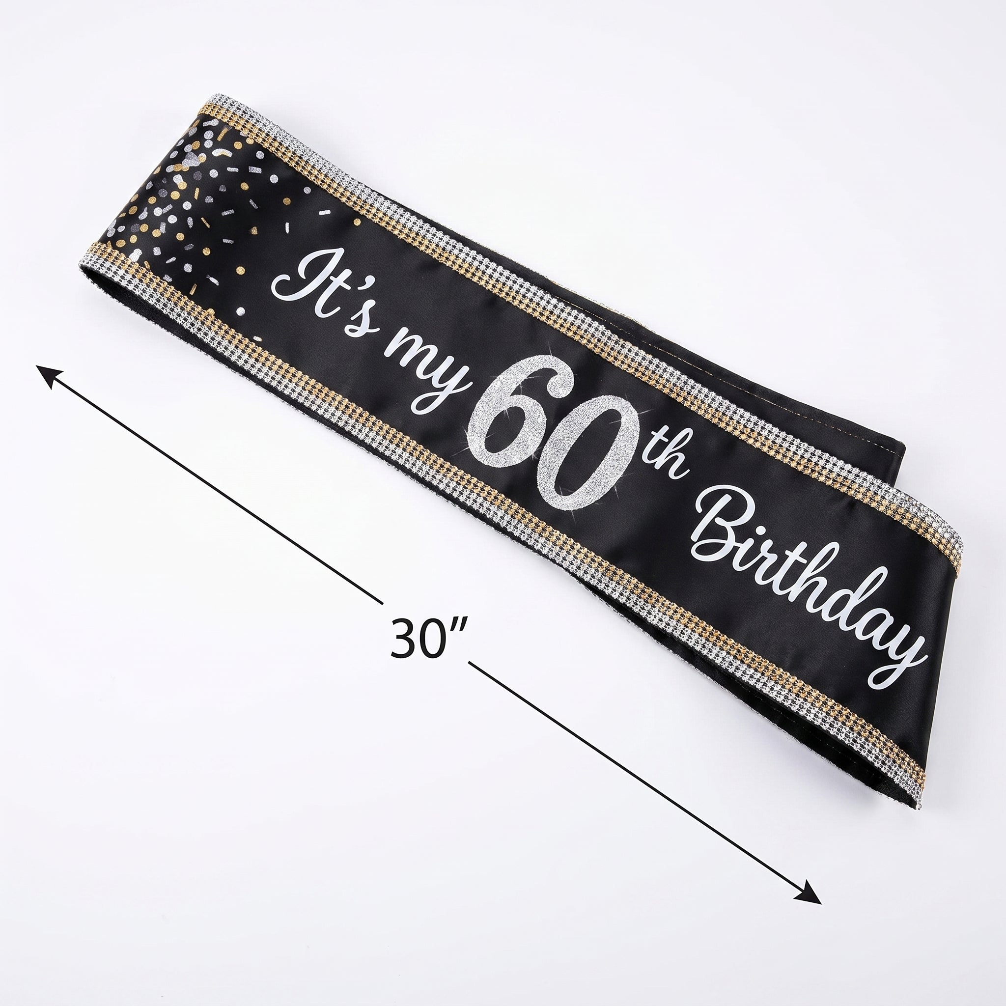 Black & Silver "It's My 60th Birthday" Sparkling Celebration Sash