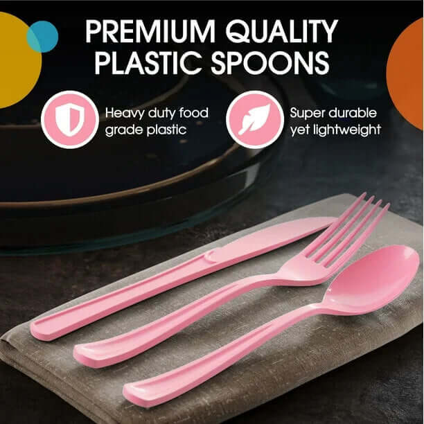 Pink Cutlery Combo Set - 50 Forks 50 Spoons and 50 Knives