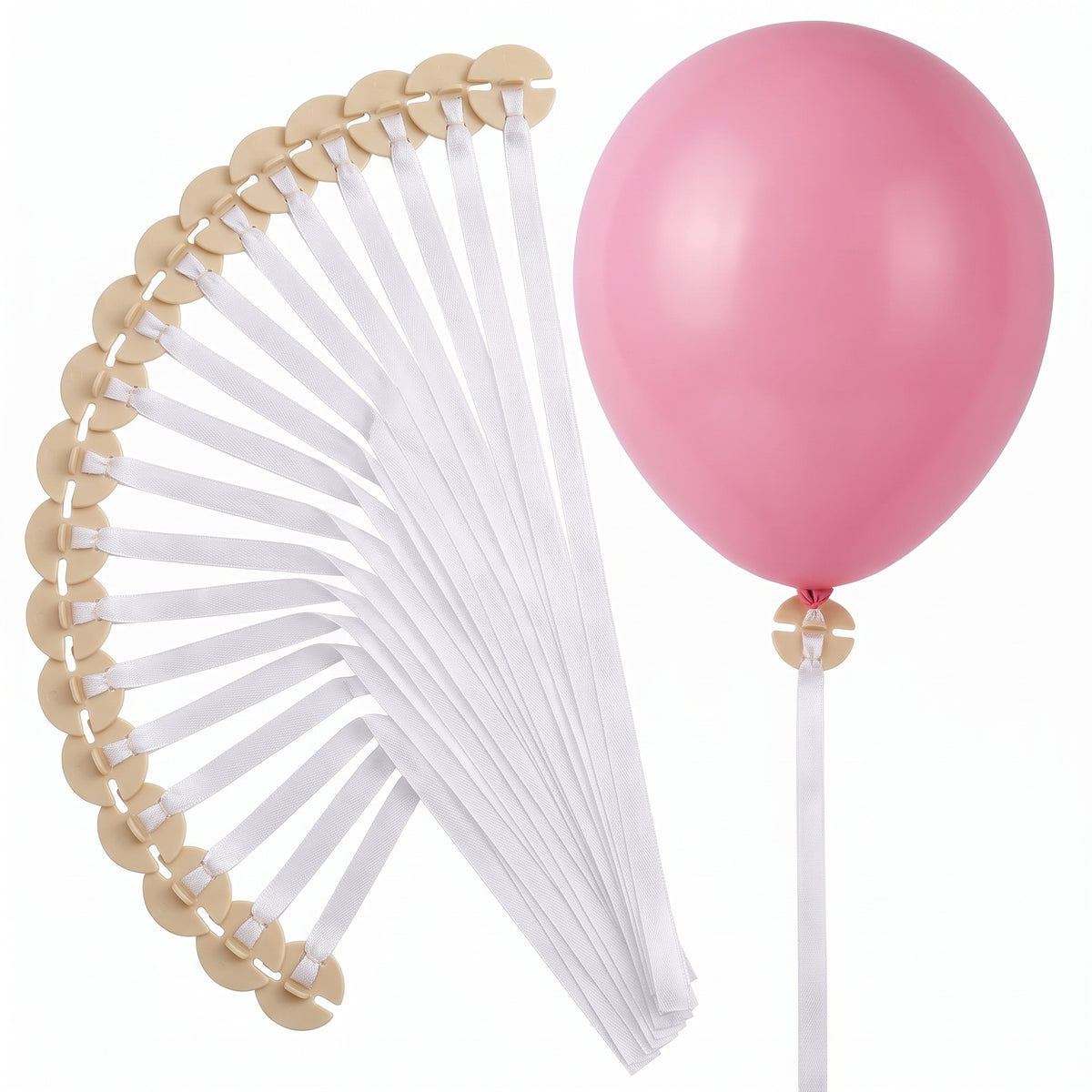 Essential Latex Balloon Ties with Ribbon - Pack of 50