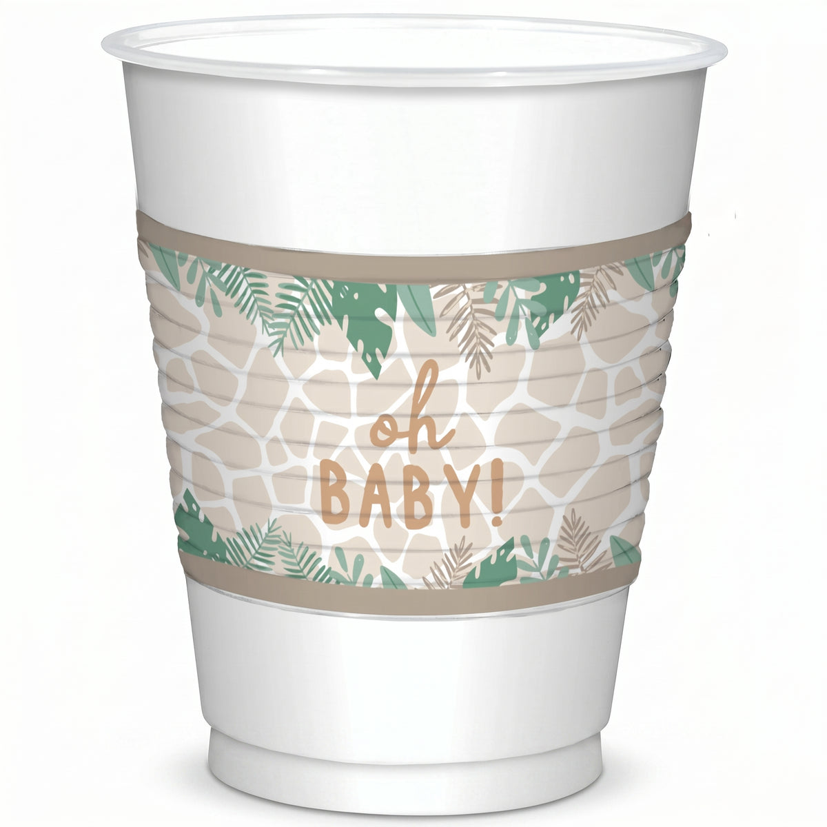 Soft Jungle "Oh Baby" 16oz Plastic Cups - 25 Pack