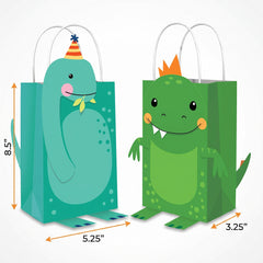 Dino-Mite DIY Dinosaur Kraft Gift Bag Kit - 8 Pack