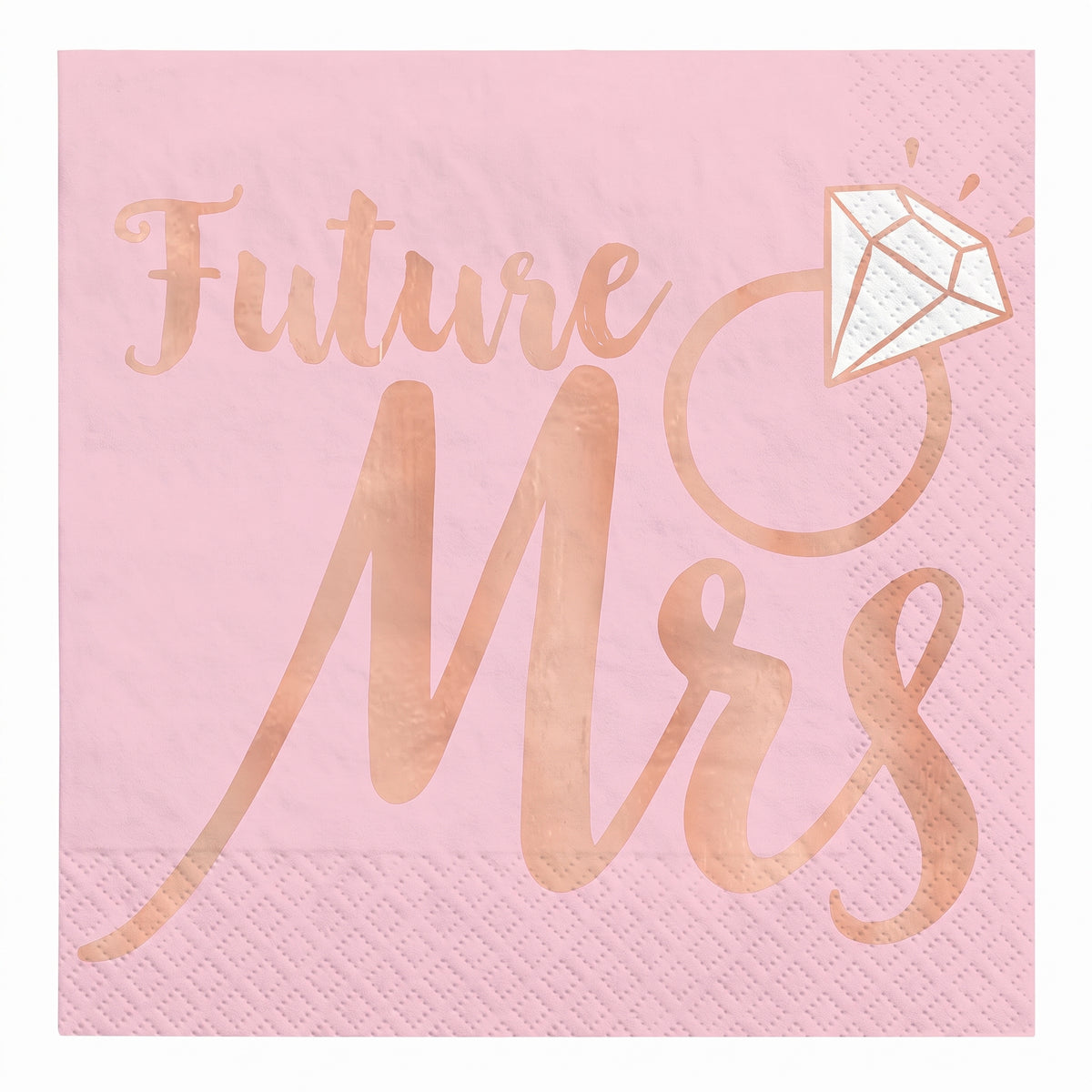Blush "Future Mrs" Beverage Napkins - Rose Gold, 16-Pack - 5 In. X 5 In.