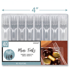 Elegant Clear Mini Appetizer Forks - 4 In. | 40 Count