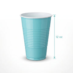 Robin's Egg Blue 12oz Plastic Cups - 50 Pack