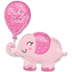 Adorable Elephant Baby Girl Balloon - Deluxe Foil