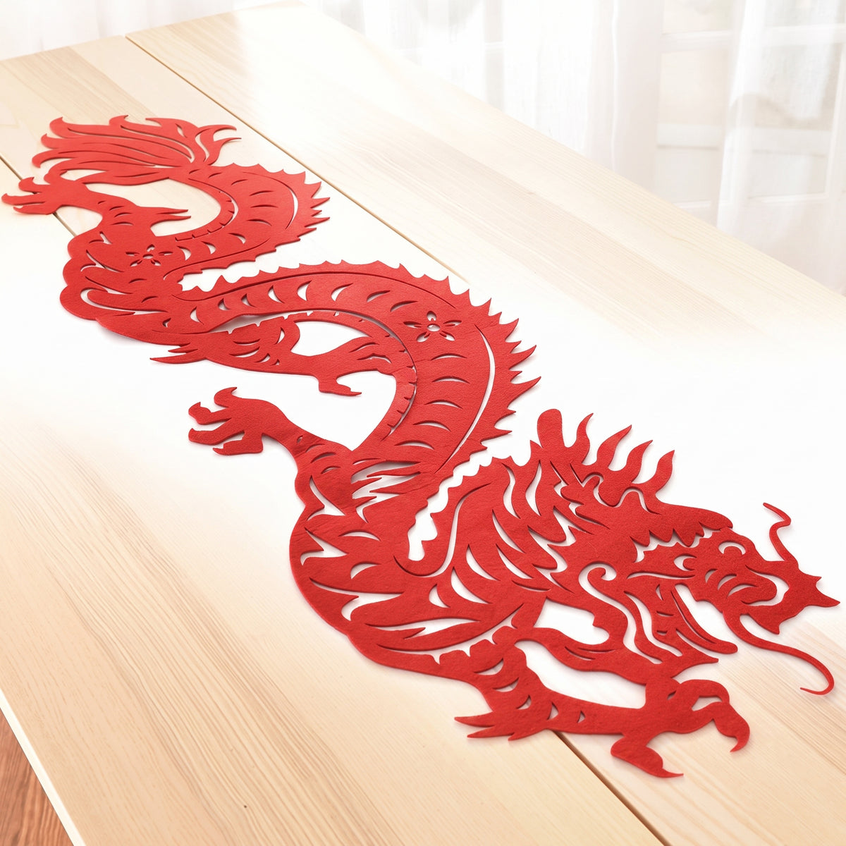Lunar New Year Dragon Felt Table Runner, 14x51-inch
