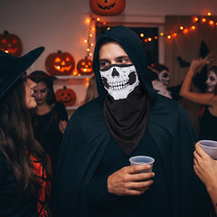 Skull Face Bandana Mask - Black/White Halloween Costume Accessory