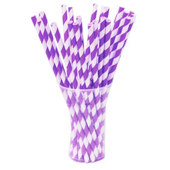 Purple Striped Paper Straws | 100 Count