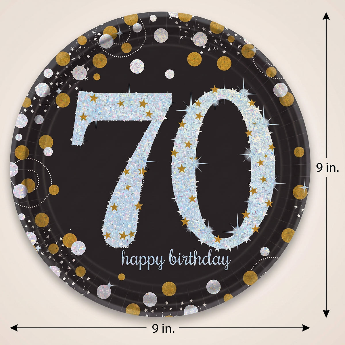 Sparkling Celebration 70th Birthday Prismatic Lunch Plates, 8-Pack