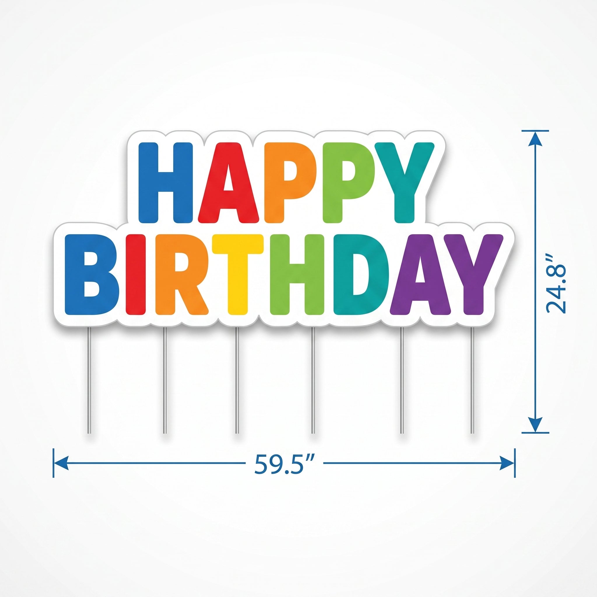 Colorful "Happy Birthday" Yard Sign with Stakes