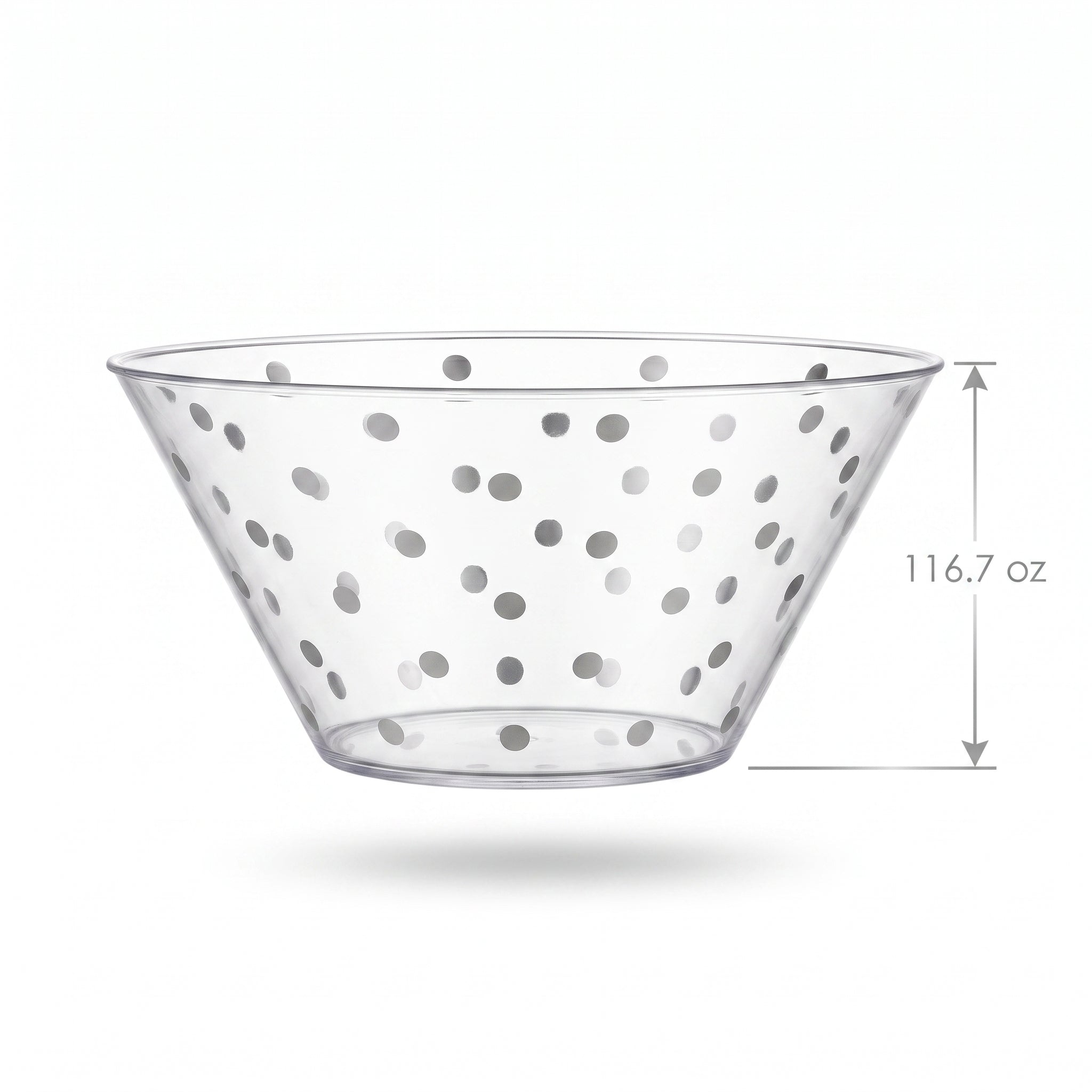 Silver Polka Dot Large Plastic Serving Bowl