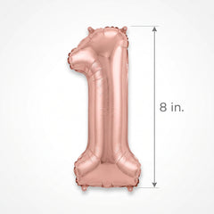 Rose Gold Script Number 1 Foil Balloon - 8-Inch Air-Filled