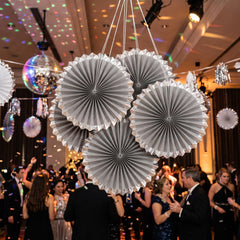 Silver Hot Stamp Paper Parasol Fans