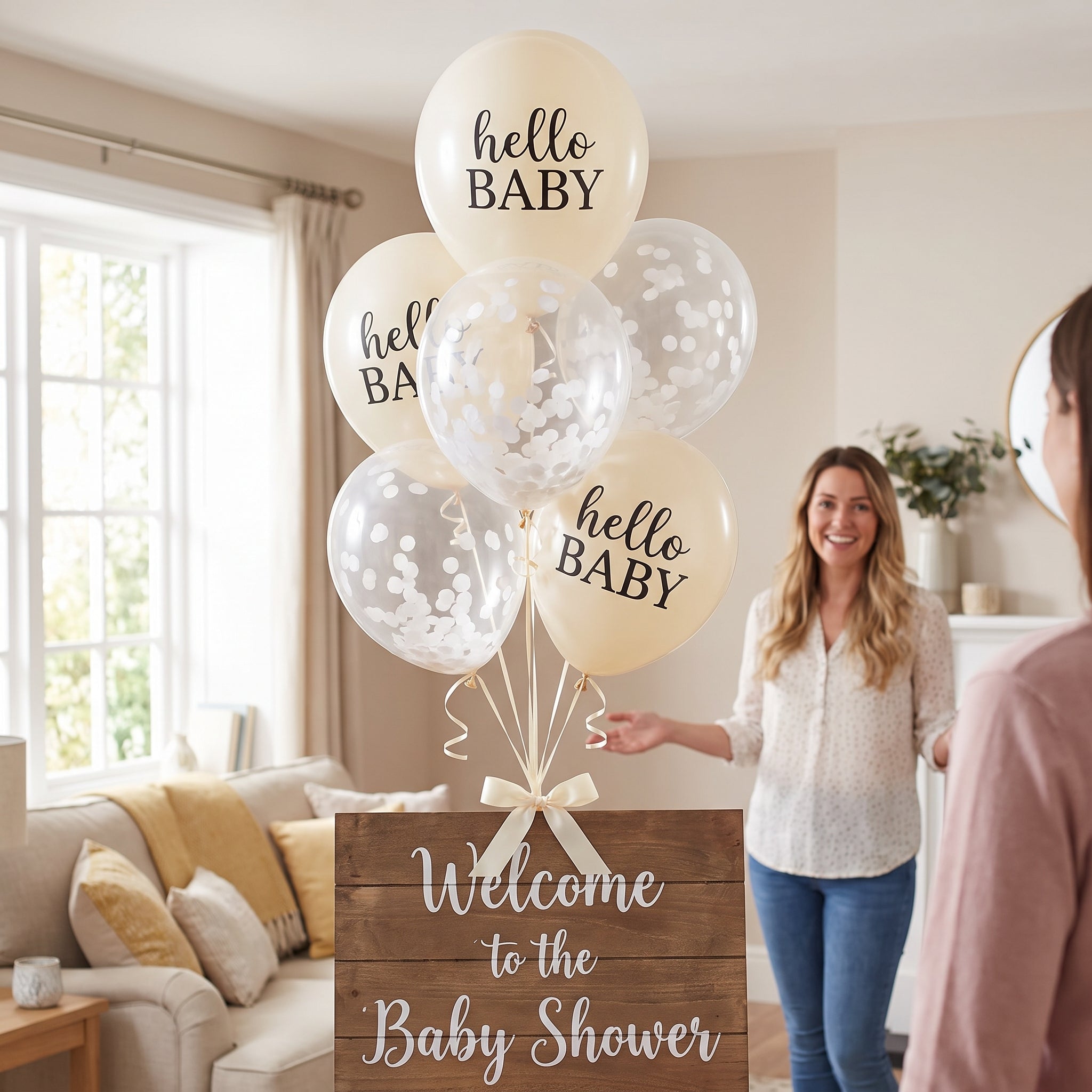 Ginger Ray "Hello Baby" Latex Balloons for Baby Shower