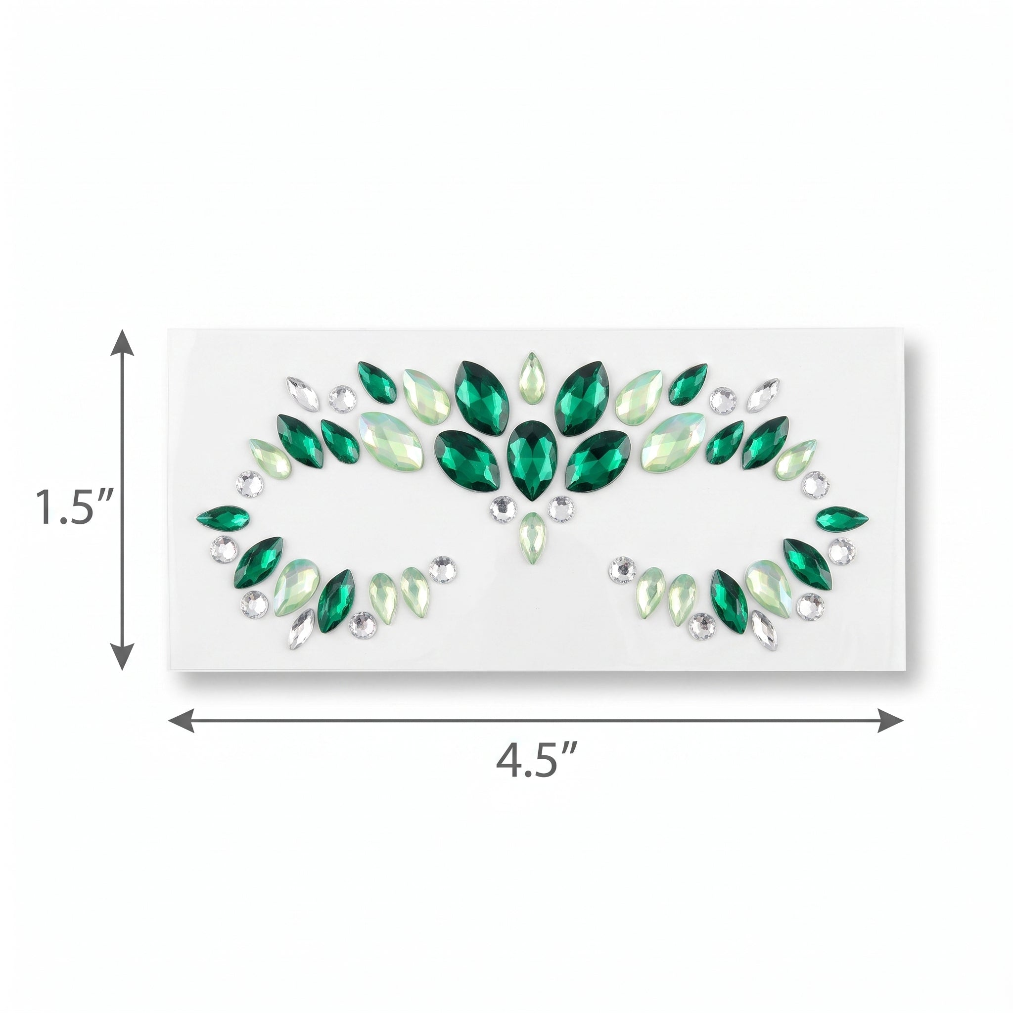 Festive Green Face Jewels - Self-Adhesive Gem Kit