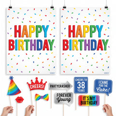 Here's to Your Birthday Scene Setter & Photo Booth Props Kit