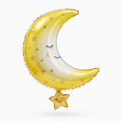 Crescent Moon and Star Metallic Foil Balloon