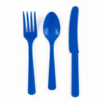 Bright Royal Blue Assorted Plastic Cutlery Set - 7.5 in. - 24 Pack
