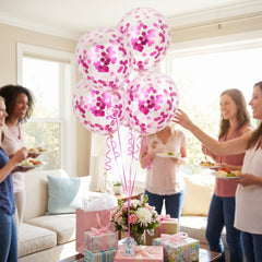 Pink Confetti Latex Balloons - Pack of 6