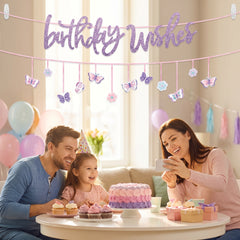 Butterfly Flutter "Birthday Wishes" Double Banner Decoration