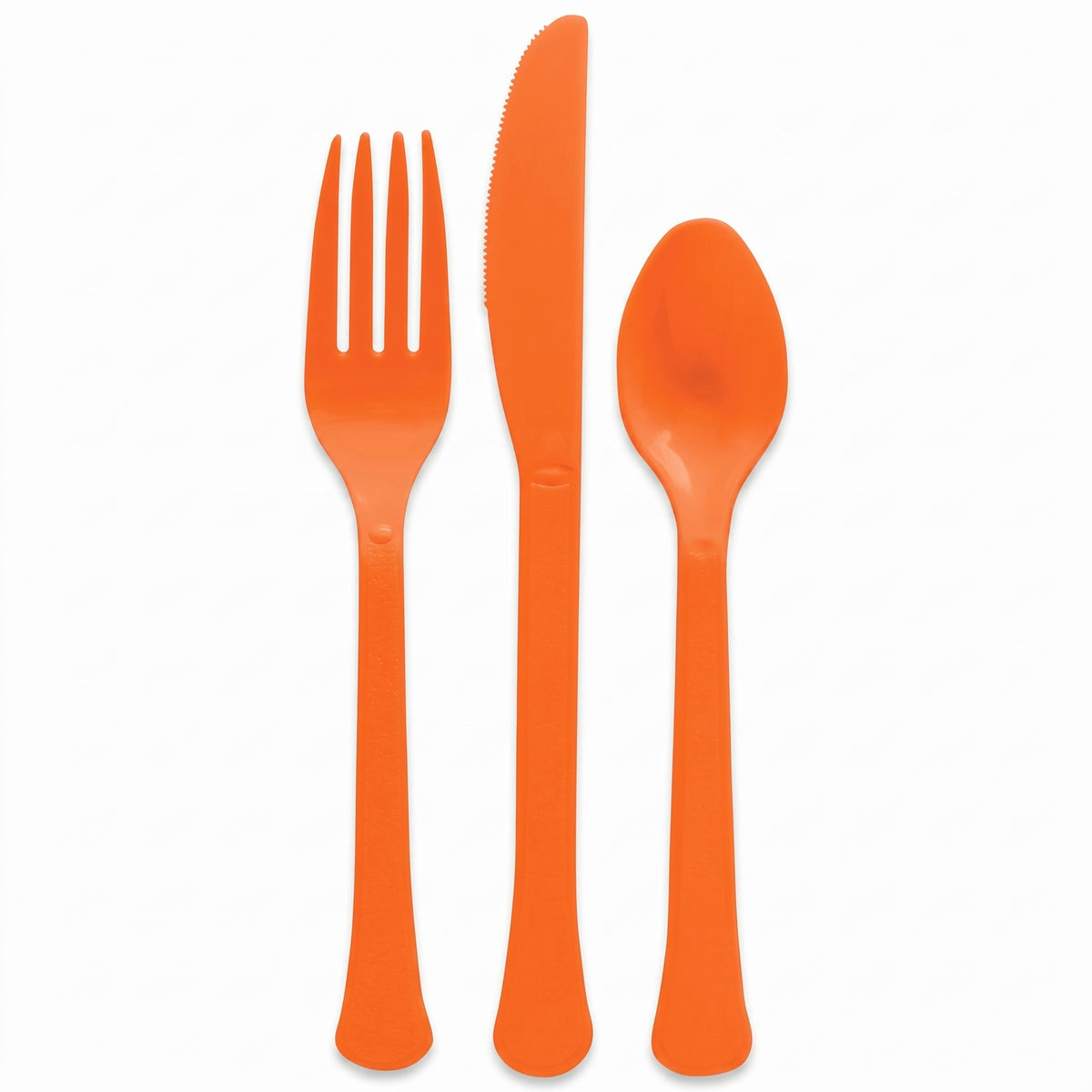 Vibrant Orange Heavyweight Plastic Cutlery Set - 7.5 in. - 24 Count