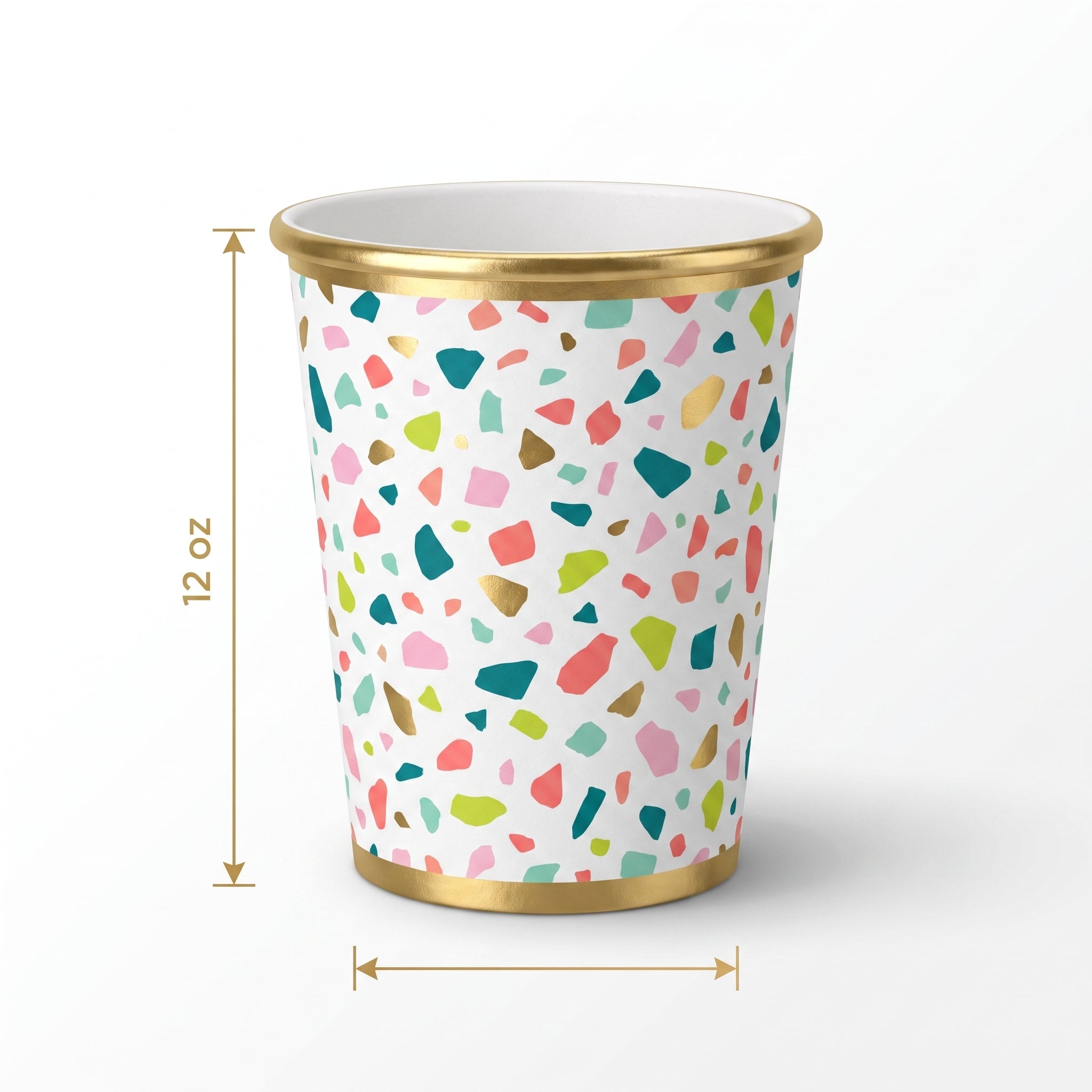 Rainbow Terrazzo 12oz Paper Cups