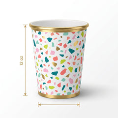 Rainbow Terrazzo 12oz Paper Cups