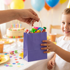 Purple Kraft Paper Gift Bag with Handles - 5"
