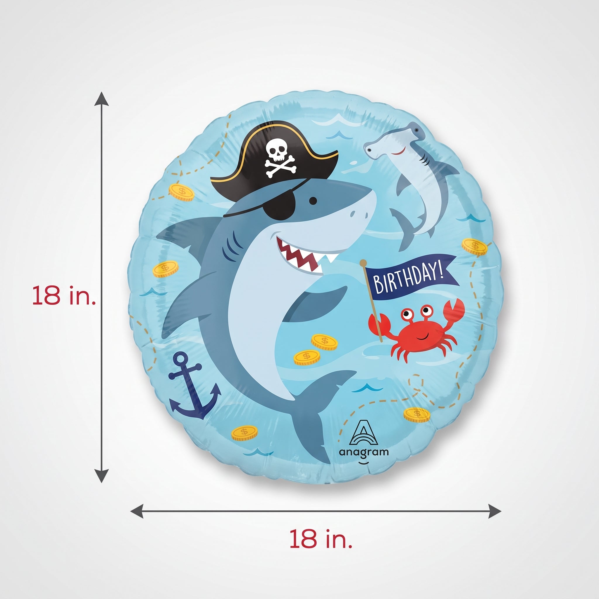 Ahoy Pirate Shark Mylar Balloon - 18-Inch