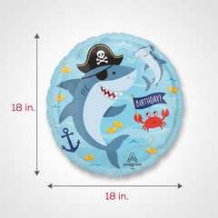 Ahoy Pirate Shark Mylar Balloon - 18-Inch