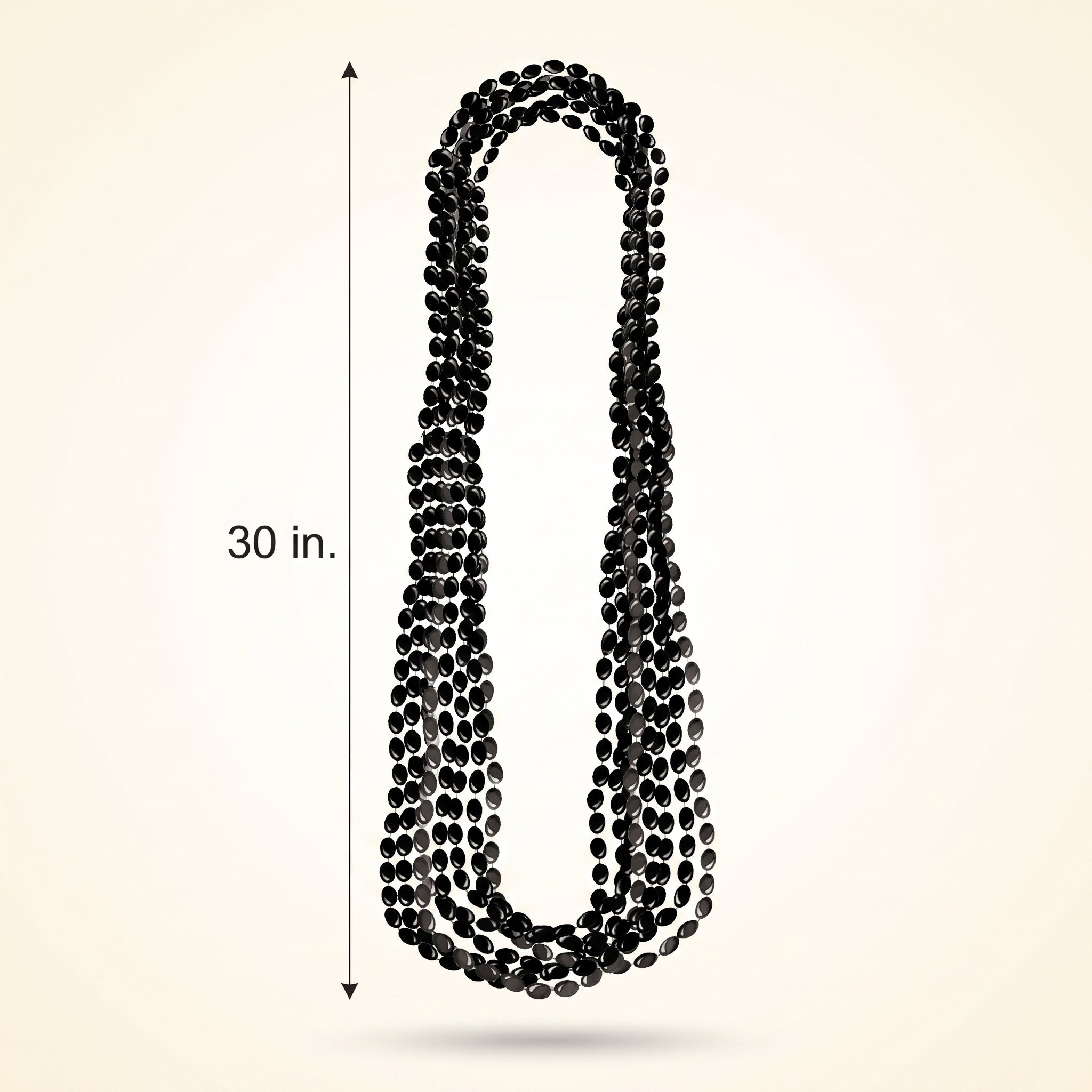 Black Metallic Bead Necklace, 30-Inch, 8-Pack