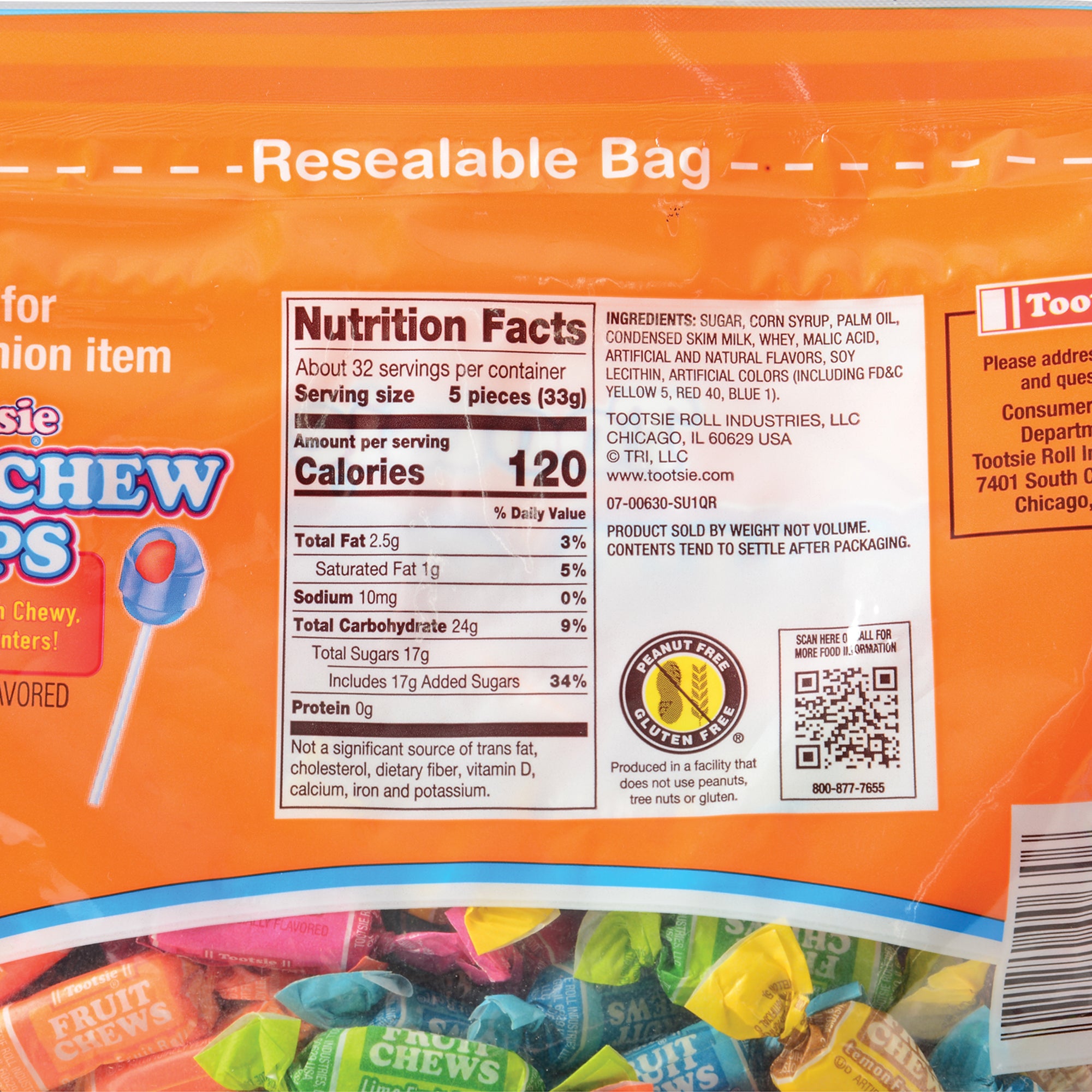 Tootsie Fruit Chews/37 Ounce Bag