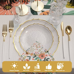 Clear/Gold Petal Plates - Combo Pack 20/20