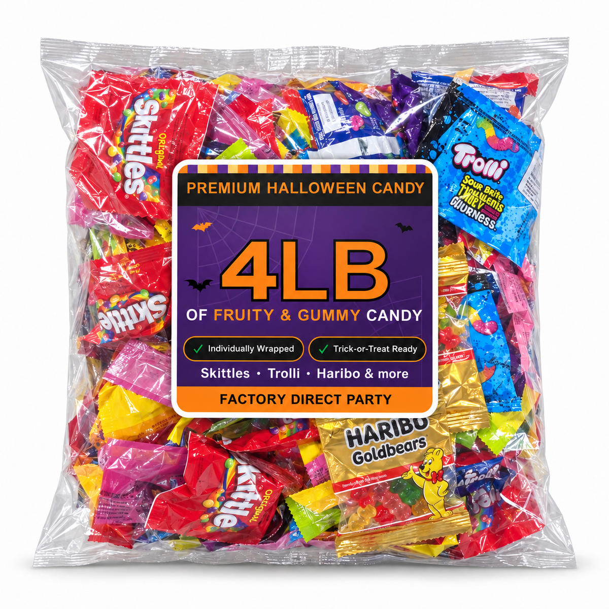 4 lb Halloween Candy Variety Pack - fruity and gummy fun size candy
