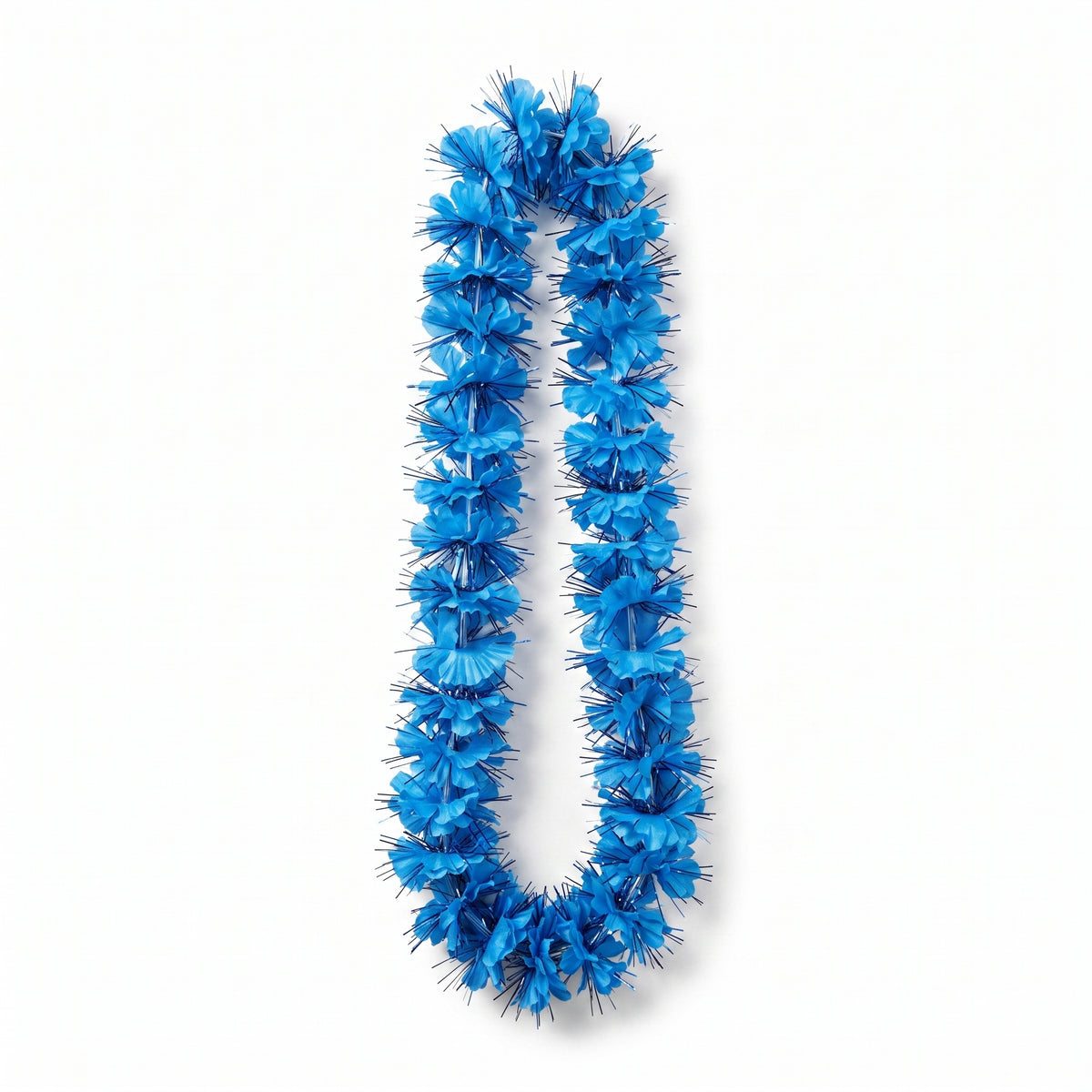 Sparkling Blue Tinsel Lei for Tropical Parties