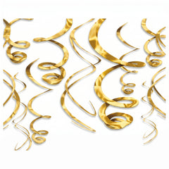 Gold Swirl Hanging Decorations, 22-Inch, 3-Pack