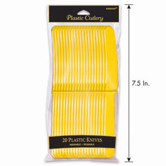 Yellow Sunshine Plastic Knives - 7.5 in. - 20 Pack
