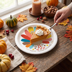 Festive Thanksgiving Turkey 10" Round Paper Plates