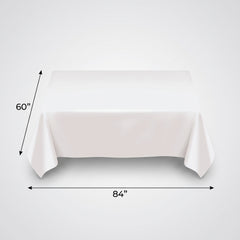 Elegant White Fabric Tablecover - 60x84 Inch