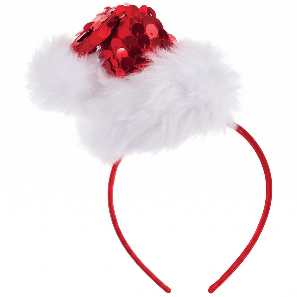 Sparkling Sequin Santa Headband with Plush Trim