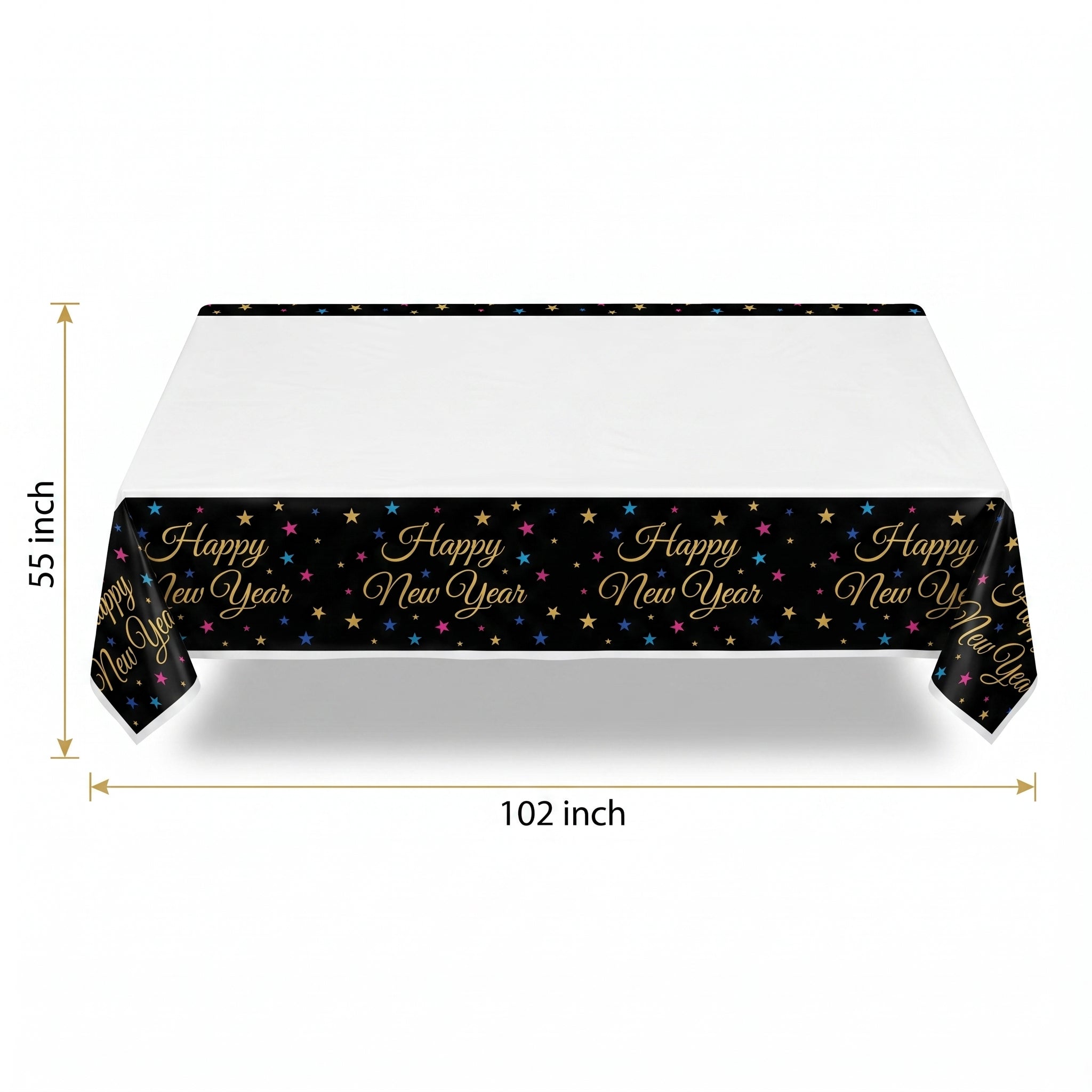 Starlight New Year's Eve Plastic Table Cover - 54x102 inches