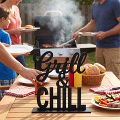 Grill & Chill MDF Tabletop BBQ Sign