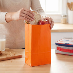 Mini Orange Glossy Paper Treat Bags - 12 Pack